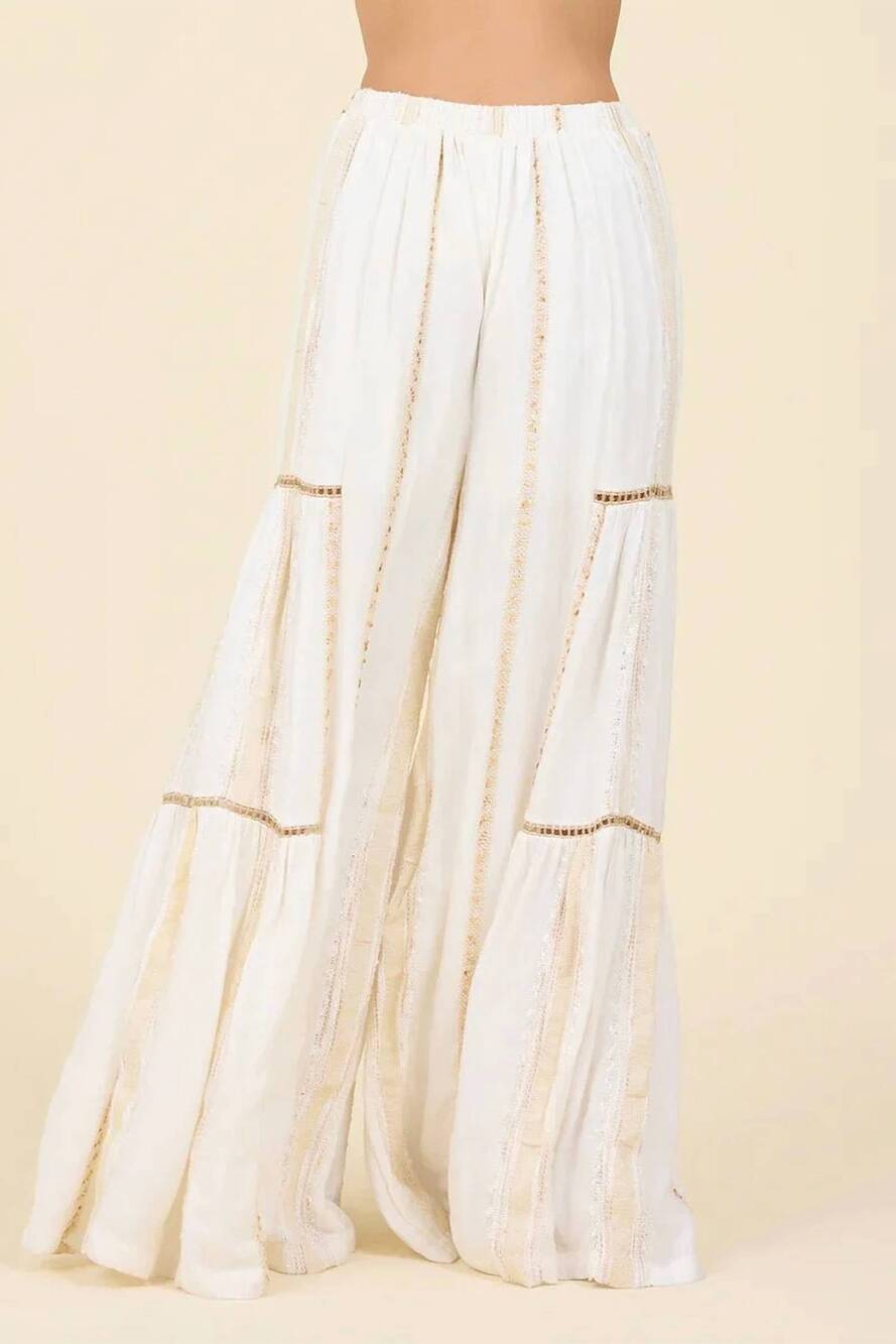 NEW SURF GYPSY women's tiered wide leg pants in white